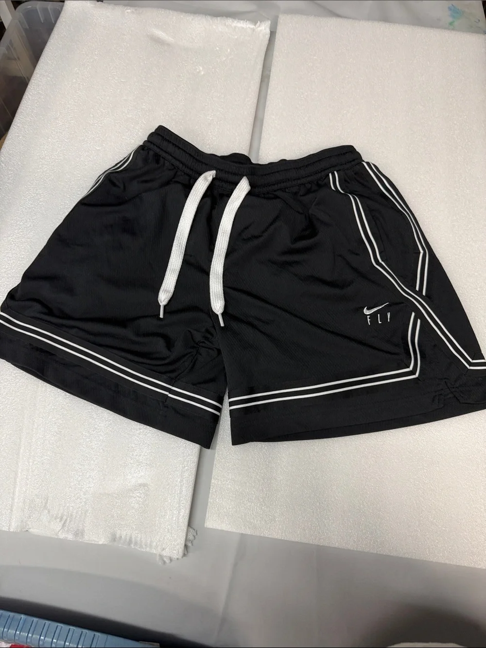 Nike Black Men’s Athletic Shorts with White Trim and Drawstring